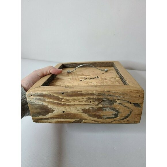 VINTAGE Ceramic Wall Cross Wall Plaque Tile Back Rustic Wood Frame Wall Hanging - Picture 6 of 8